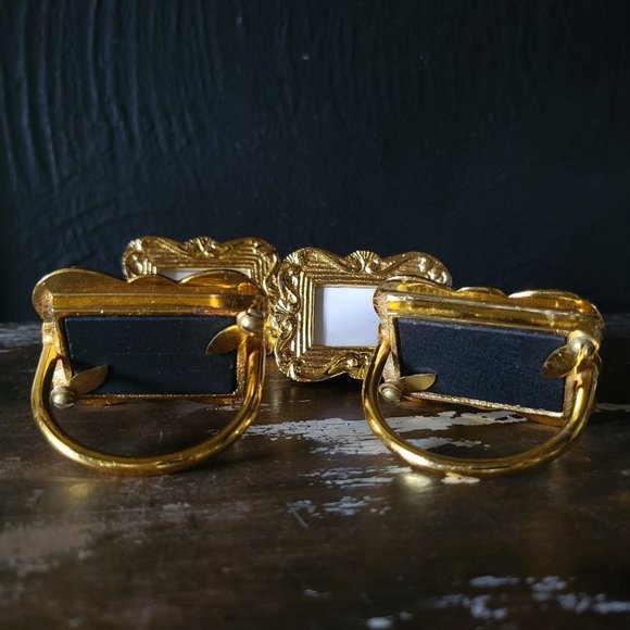 Set of Four Ornate Gold Picture Frame Napkin Rings, Hostess Gift, Housewarming - Picture 2 of 5